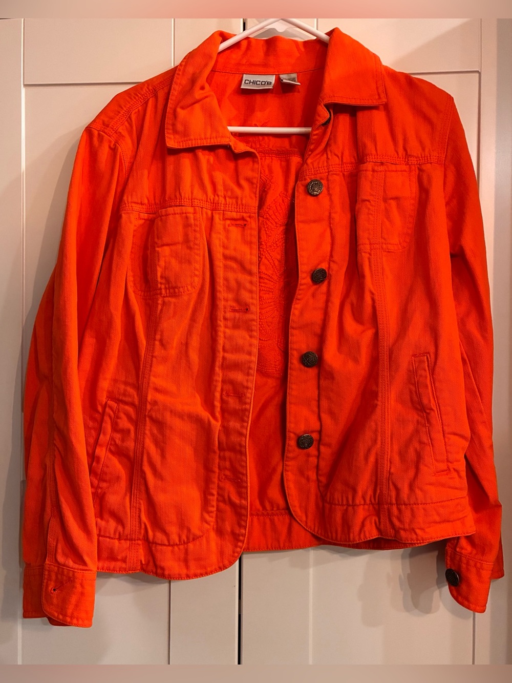 Chico's Vibrant Orange Button Jacket